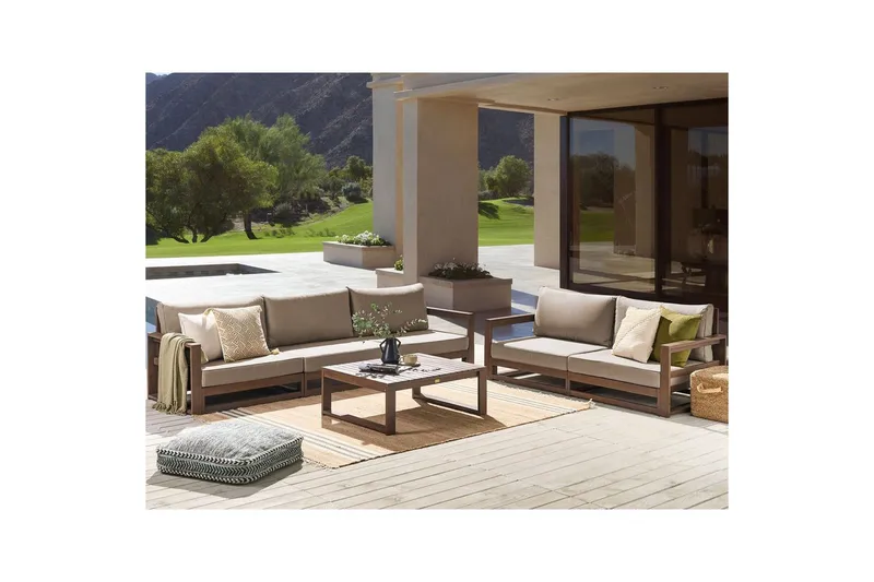 Loungegrupp med bord Timor Mörkt trä/grått/beige, Ja - Mörkt trä/grått/beige, Ja - Trädgård & spabad - Utemiljö - Altan & terrass - Altanmöbler