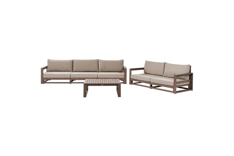 Loungegrupp med bord Timor Mörkt trä/grått/beige, Ja - Mörkt trä/grått/beige, Ja - Trädgård & spabad - Utemiljö - Altan & terrass - Altanmöbler