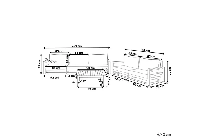 Loungegrupp med bord Timor Mörkt trä/grått/beige, Ja - Mörkt trä/grått/beige, Ja - Trädgård & spabad - Utemiljö - Altan & terrass - Altanmöbler