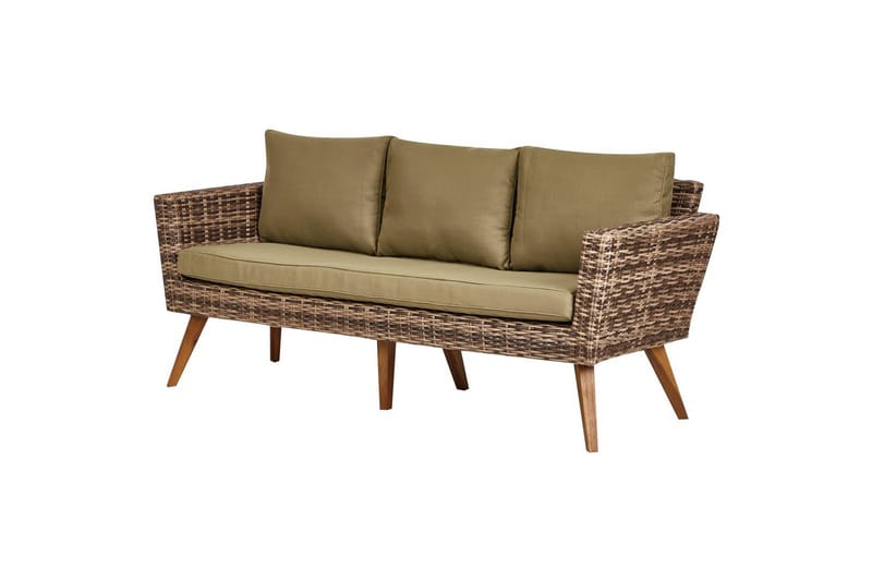 Loungegrupp med bord Vittoria Beige/grönt/mörkt trä, 5-Sits - Beige/grönt/mörkt trä, 5-Sits - Trädgård & spabad - Utemiljö - Altan & terrass - Altanmöbler