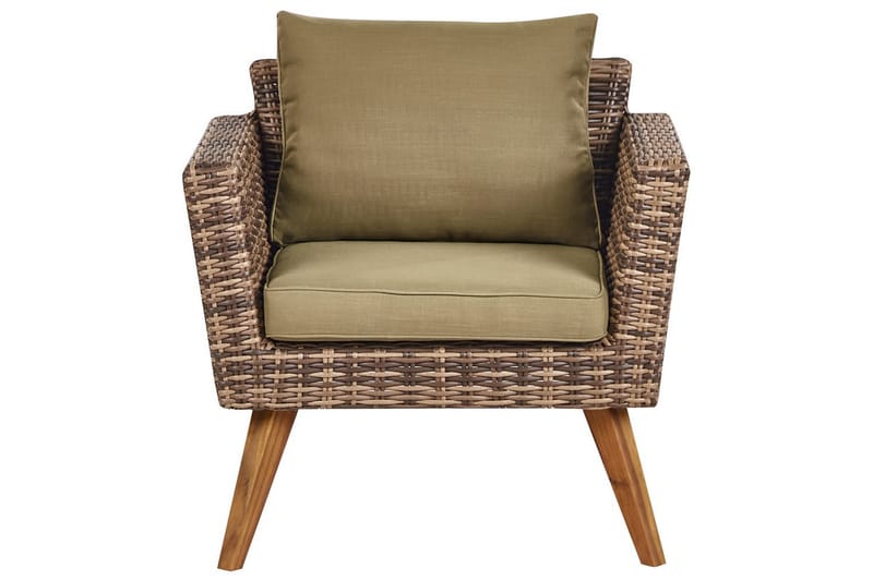 Loungegrupp med bord Vittoria Beige/grönt/mörkt trä, 5-Sits - Beige/grönt/mörkt trä, 5-Sits - Trädgård & spabad - Utemiljö - Altan & terrass - Altanmöbler