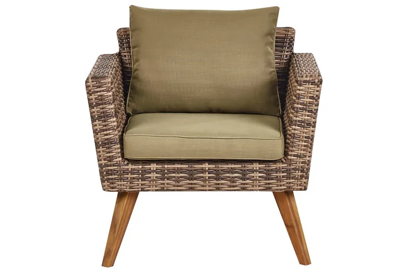 Loungegrupp med bord Vittoria Beige/grönt/mörkt trä, 5-Sits - Beige/grönt/mörkt trä, 5-Sits - Trädgård & spabad - Utemiljö - Altan & terrass - Altanmöbler