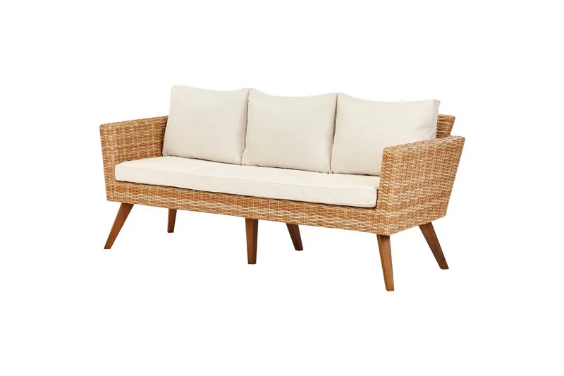 Loungegrupp med bord Vittoria Beige/vit/ljust trä, 5-Sits - Beige/vit/ljust trä, 5-Sits - Trädgård & spabad - Utemiljö - Altan & terrass - Altanmöbler