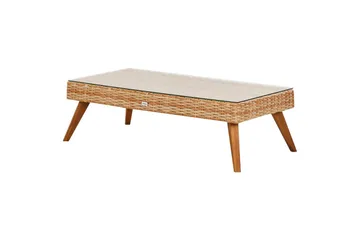 Loungegrupp med bord Vittoria Beige/vit/ljust trä, 5-Sits - Beige/vit/ljust trä, 5-Sits - Utemöbler - Loungemöbler - Soffgrupp utomhus