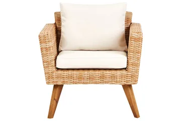 Loungegrupp med bord Vittoria Beige/vit/ljust trä, 5-Sits - Beige/vit/ljust trä, 5-Sits - Utemöbler - Loungemöbler - Soffgrupp utomhus