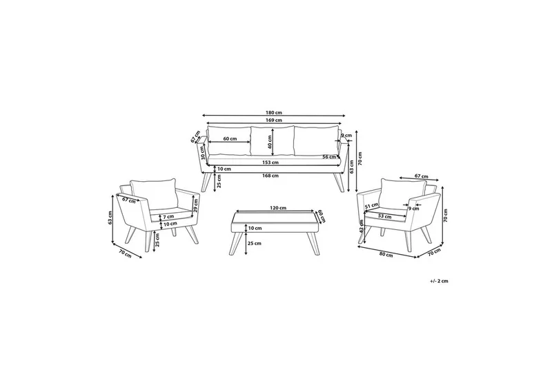 Loungegrupp med bord Vittoria Beige/vit/ljust trä, 5-Sits - Beige/vit/ljust trä, 5-Sits - Trädgård & spabad - Utemiljö - Altan & terrass - Altanmöbler