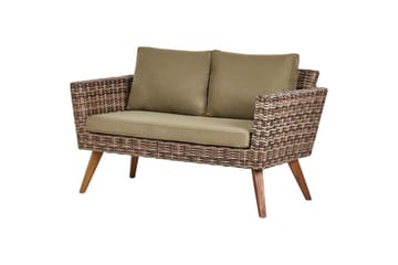 Loungegrupp med bord Vittoria Naturligt/grönt/ljust trä, 4-Sits - Naturligt/grönt/ljust trä, 4-Sits - Utemöbler - Loungemöbler - Soffgrupp utomhus