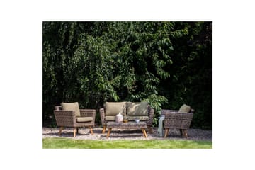 Loungegrupp med bord Vittoria Naturligt/grönt/ljust trä, 4-Sits - Naturligt/grönt/ljust trä, 4-Sits - Utemöbler - Loungemöbler - Soffgrupp utomhus