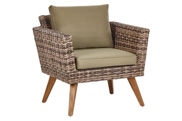 Loungegrupp med bord Vittoria Naturligt/grönt/ljust trä, 4-Sits - Naturligt/grönt/ljust trä, 4-Sits - Utemöbler - Loungemöbler - Soffgrupp utomhus