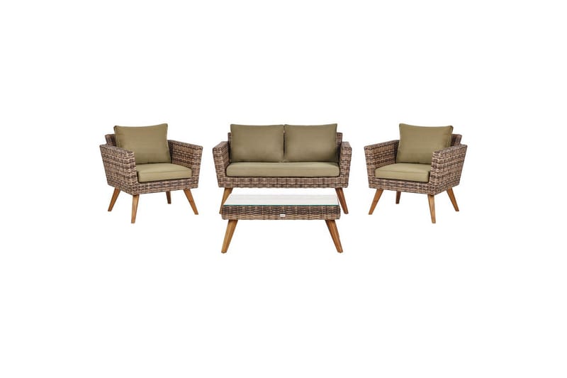 Loungegrupp med bord Vittoria Naturligt/grönt/ljust trä, 4-Sits - Naturligt/grönt/ljust trä, 4-Sits - Trädgård & spabad - Utemiljö - Altan & terrass - Altanmöbler