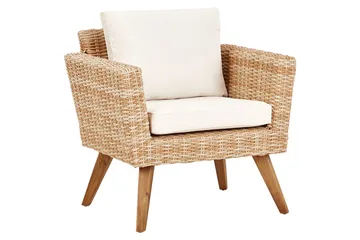 Loungegrupp med bord Vittoria Naturligt/vitt/ljust trä, 4-Sits - Naturligt/vitt/ljust trä, 4-Sits - Utemöbler - Loungemöbler - Soffgrupp utomhus