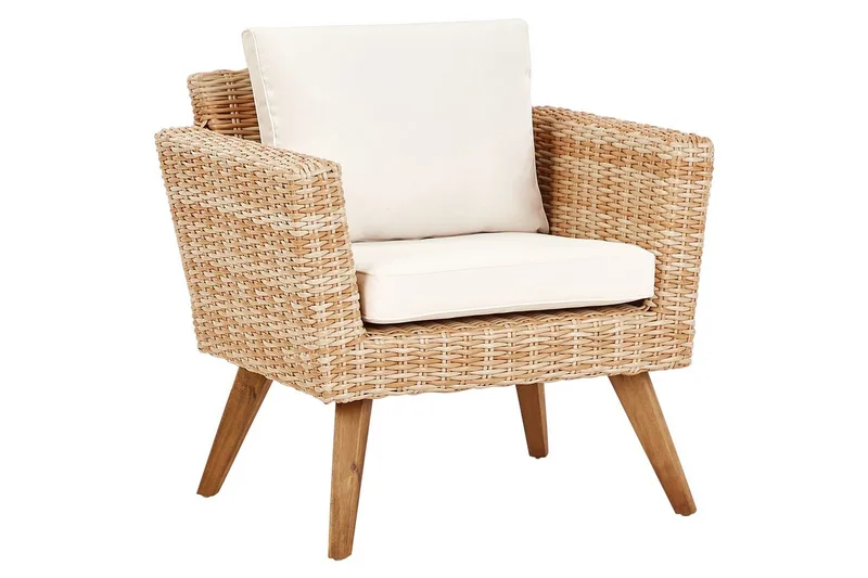 Loungegrupp med bord Vittoria Naturligt/vitt/ljust trä, 4-Sits - Naturligt/vitt/ljust trä, 4-Sits - Trädgård & spabad - Utemiljö - Altan & terrass - Altanmöbler