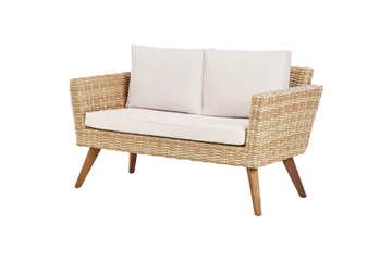 Loungegrupp med bord Vittoria Naturligt/vitt/ljust trä, 4-Sits - Naturligt/vitt/ljust trä, 4-Sits - Utemöbler - Loungemöbler - Soffgrupp utomhus