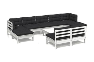 Loungegrupp Utomhus med dynor 10 delar vit massiv furu