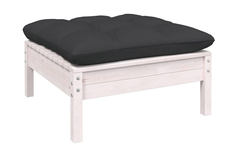 Loungegrupp Utomhus med dynor 10 delar vit massiv furu - Vit/svart - Trädgård & spabad - Utemiljö - Altan & terrass - Altanmöbler