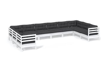 Loungegrupp Utomhus med dynor 10 delar vit massiv furu