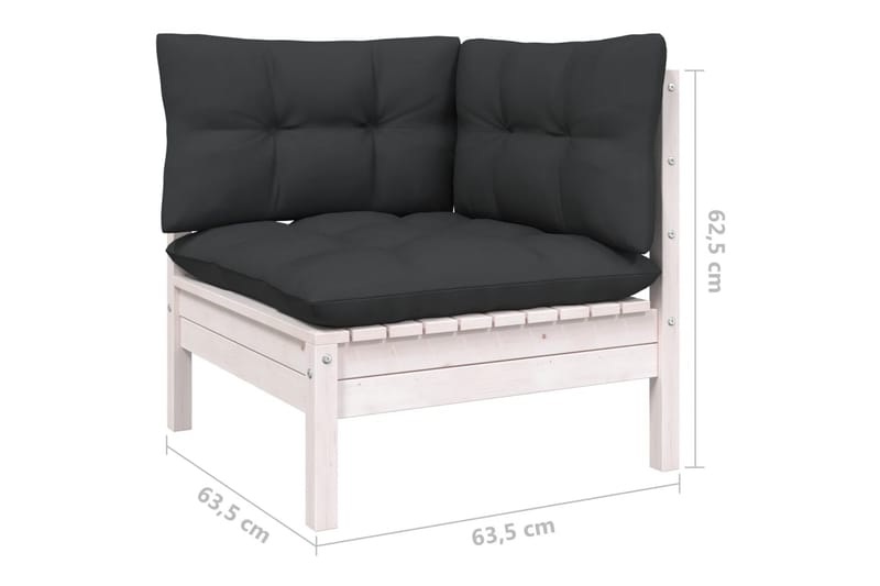 Loungegrupp Utomhus med dynor 11 delar vit massiv furu - Vit/svart - Trädgård & spabad - Utemiljö - Altan & terrass - Altanmöbler