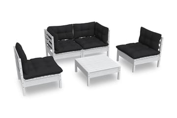 Loungegrupp Utomhus med dynor 5 delar massiv furu