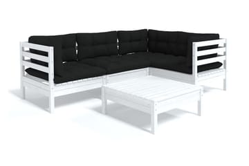 Loungegrupp Utomhus med dynor 5 delar vit massiv furu