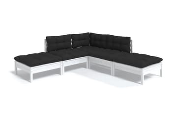 Loungegrupp Utomhus med dynor 5 delar vit massiv furu