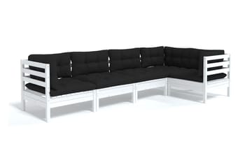 Loungegrupp Utomhus med dynor 5 delar vit massiv furu