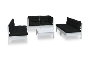 Loungegrupp Utomhus med dynor 7 delar massiv furu