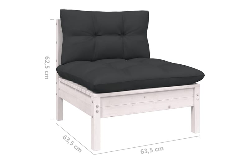 Loungegrupp Utomhus med dynor 7 delar vit massiv furu - Vit/svart - Trädgård & spabad - Utemiljö - Altan & terrass - Altanmöbler