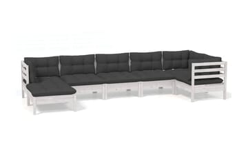 Loungegrupp Utomhus med dynor 7 delar vit massiv furu
