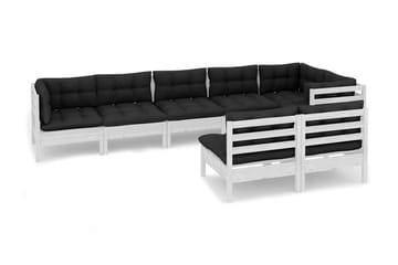 Loungegrupp Utomhus med dynor 8 delar vit massiv furu
