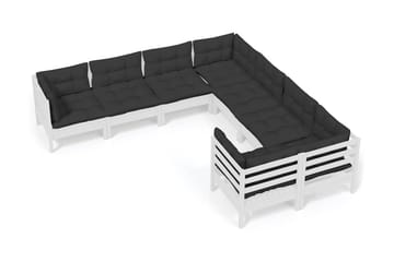 Loungegrupp Utomhus med dynor 8 delar vit massiv furu