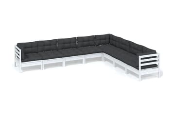 Loungegrupp Utomhus med dynor 8 delar vit massiv furu