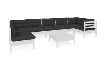 Loungegrupp Utomhus med dynor 8 delar vit massiv furu