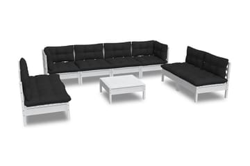 Loungegrupp Utomhus med dynor 9 delar massiv furu