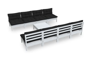Loungegrupp Utomhus med dynor 9 delar massiv furu