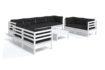Loungegrupp Utomhus med dynor 9 delar massiv furu