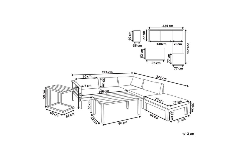 Loungegrupp med dynor Messina Vit/ljust trä/beige - Vit/ljust trä/beige - Trädgård & spabad - Utemiljö - Altan & terrass - Altanmöbler