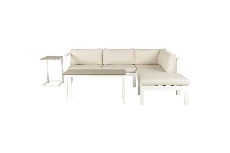 Loungegrupp med dynor Messina Vit/ljust trä/beige - Vit/ljust trä/beige - Trädgård & spabad - Utemiljö - Altan & terrass - Altanmöbler
