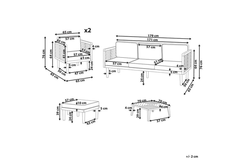 Loungegrupp med fotpall Baratti - Trädgård & spabad - Utemiljö - Altan & terrass - Altanmöbler