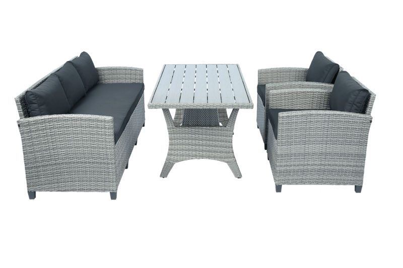 Loungegrupp med soffa, 2 fåtöljer & bord i grått | Arholma - Trädgård & spabad - Utemiljö - Altan & terrass - Altanmöbler