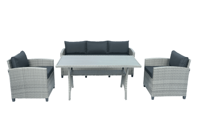 Loungegrupp med soffa, 2 fåtöljer & bord i grått | Arholma - Trädgård & spabad - Utemiljö - Altan & terrass - Altanmöbler