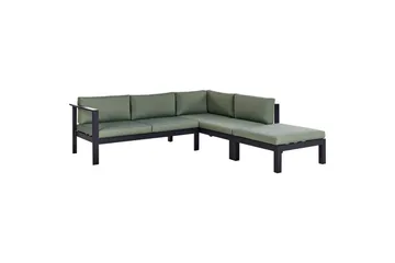 Loungegrupp Messina Grön/svart/grå - Grön/svart/grå - Utemöbler - Loungemöbler - Soffgrupp utomhus