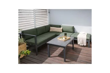 Loungegrupp Messina Grön/svart/grå - Grön/svart/grå - Utemöbler - Loungemöbler - Soffgrupp utomhus