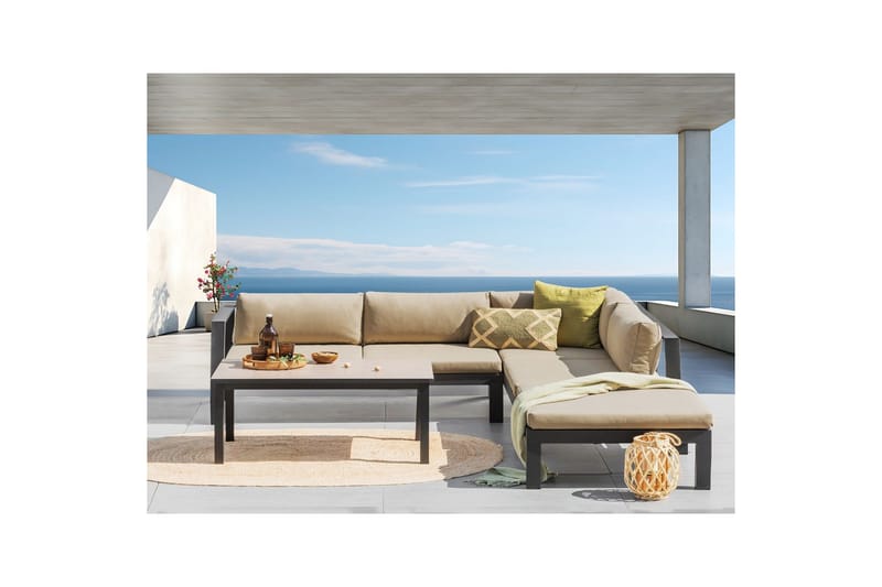 Loungegrupp Messina Svart/beige - Svart/beige - Trädgård & spabad - Utemiljö - Altan & terrass - Altanmöbler