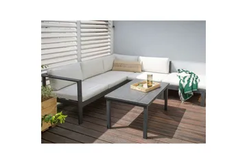 Loungegrupp Messina Vit/svart/grå - Vit/svart/grå - Utemöbler - Loungemöbler - Soffgrupp utomhus