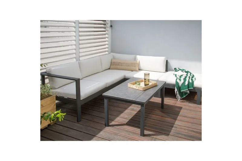 Loungegrupp Messina Vit/svart/grå - Vit/svart/grå - Trädgård & spabad - Utemiljö - Altan & terrass - Altanmöbler