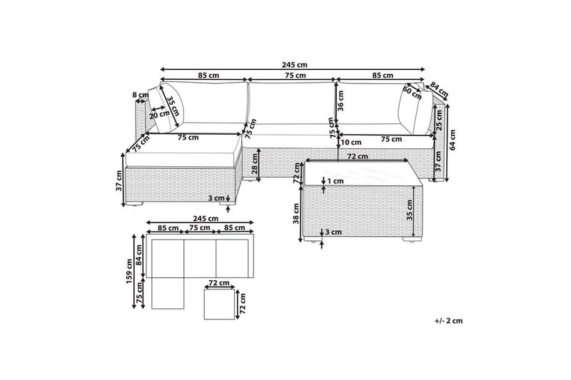 Loungegrupp Sano Natur/vit, Högervänd - Natur/vit, Högervänd - Trädgård & spabad - Utemiljö - Altan & terrass - Altanmöbler