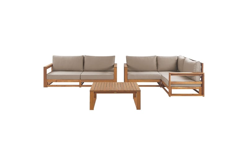Loungegrupp Timor 4-sits Ljus trä/grått/beige, Ja - Ljus trä/grått/beige, Ja - Trädgård & spabad - Utemiljö - Altan & terrass - Altanmöbler