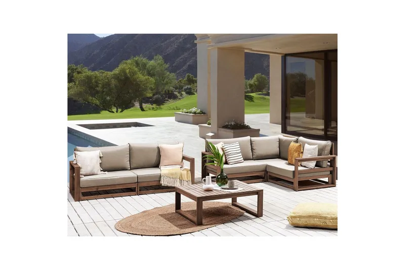 Loungegrupp Timor 4-sits Mörkt trä/grått/beige, Ja - Mörkt trä/grått/beige, Ja - Trädgård & spabad - Utemiljö - Altan & terrass - Altanmöbler