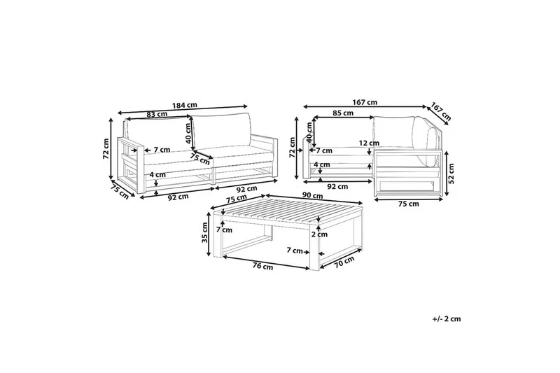 Loungegrupp Timor 4-sits Mörkt trä/grått/beige, Ja - Mörkt trä/grått/beige, Ja - Trädgård & spabad - Utemiljö - Altan & terrass - Altanmöbler