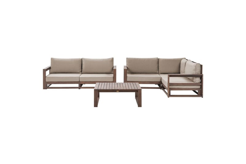 Loungegrupp Timor 4-sits Mörkt trä/grått/beige, Ja - Mörkt trä/grått/beige, Ja - Trädgård & spabad - Utemiljö - Altan & terrass - Altanmöbler